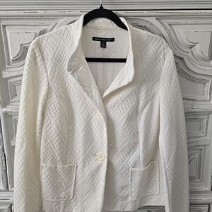 Briggs New York Cream Textured Cotton Blazer